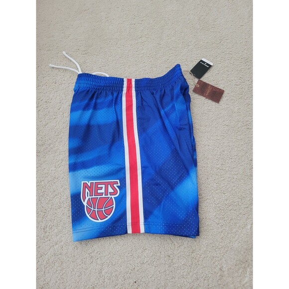NWT Men's Blue New Jersey NETS Hardwood Classic 1990/91 Swingman Shorts Large - Picture 2 of 13